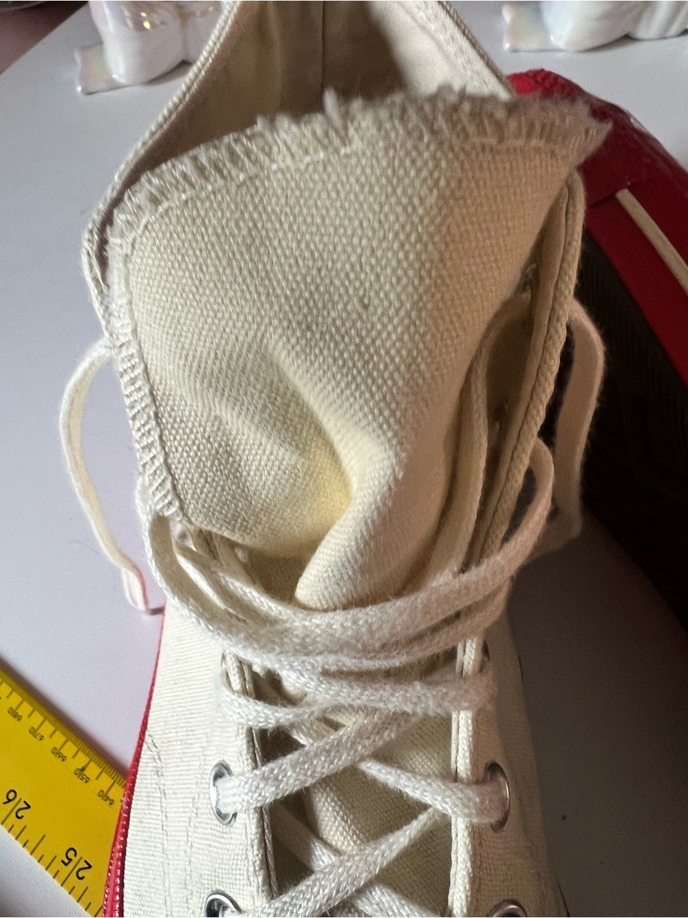 Converse Cream Canvas High-Top with Red and Black details and heart - Picture 5 of 11